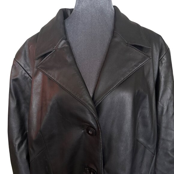 Wilson’s Maximo Vintage Black Leather Button-Up Coat Womens Size 3X - Picture 2 of 7